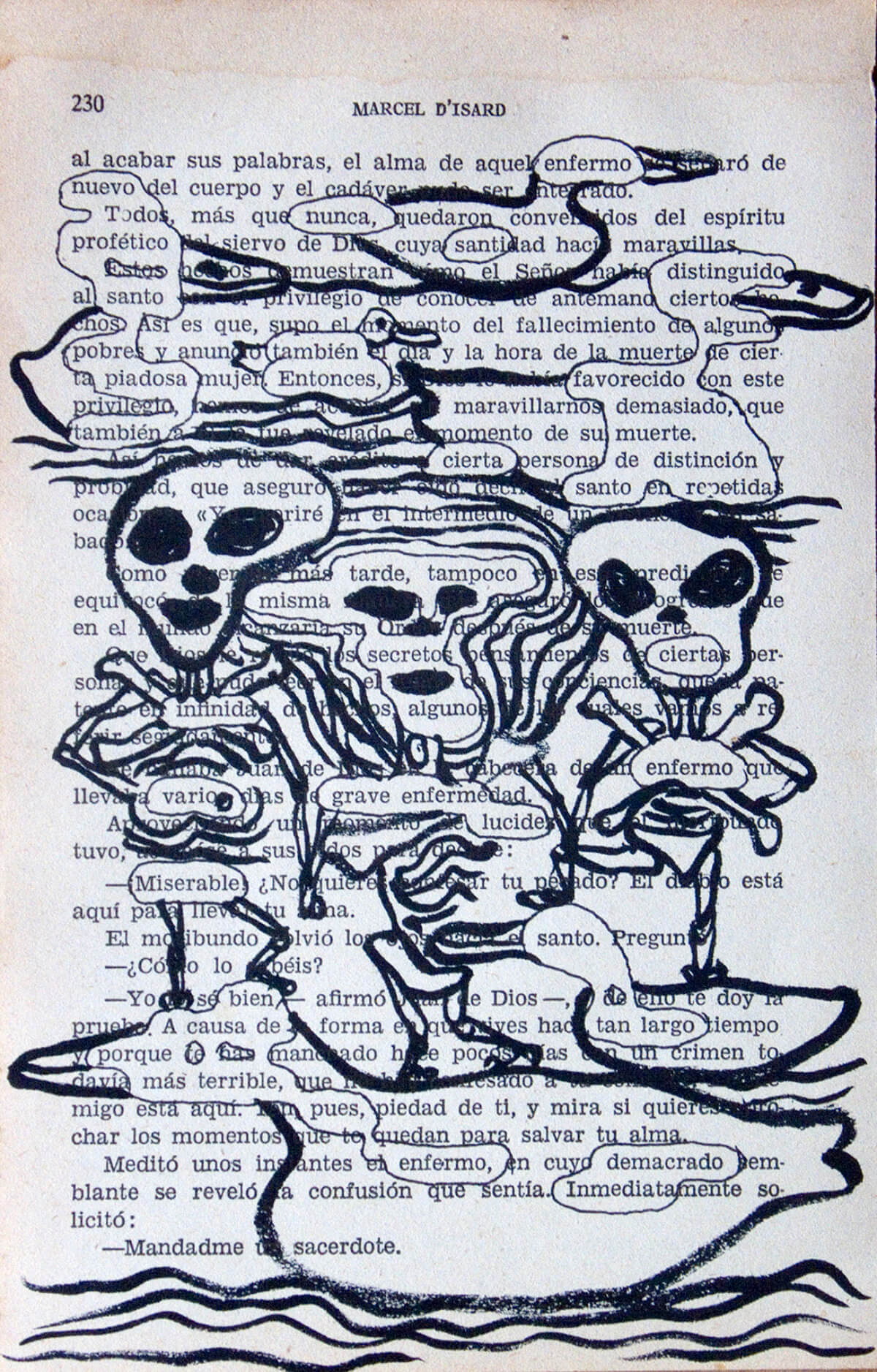 Al acabar, 18,8 x 12 cm, ink on separate book page, 2015