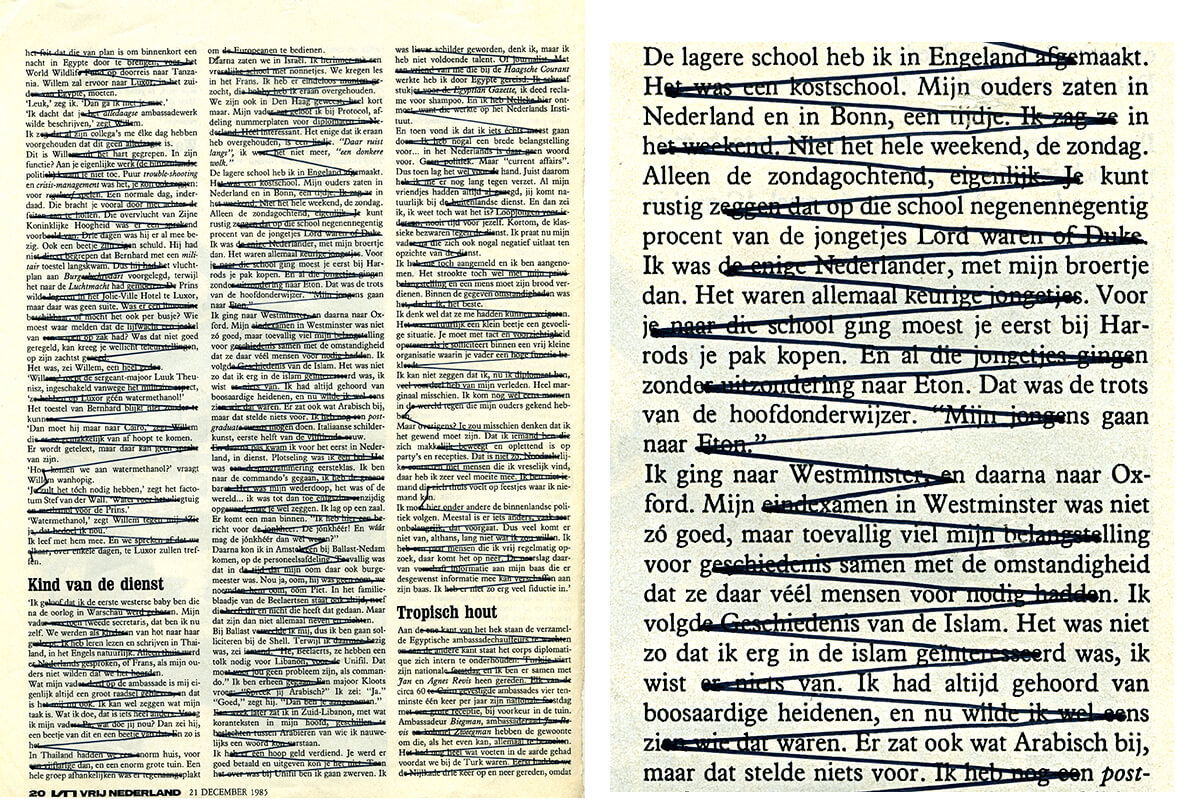 Het feit (with detail), 27.6 x 20.4 cm, ink on newspaper, 1