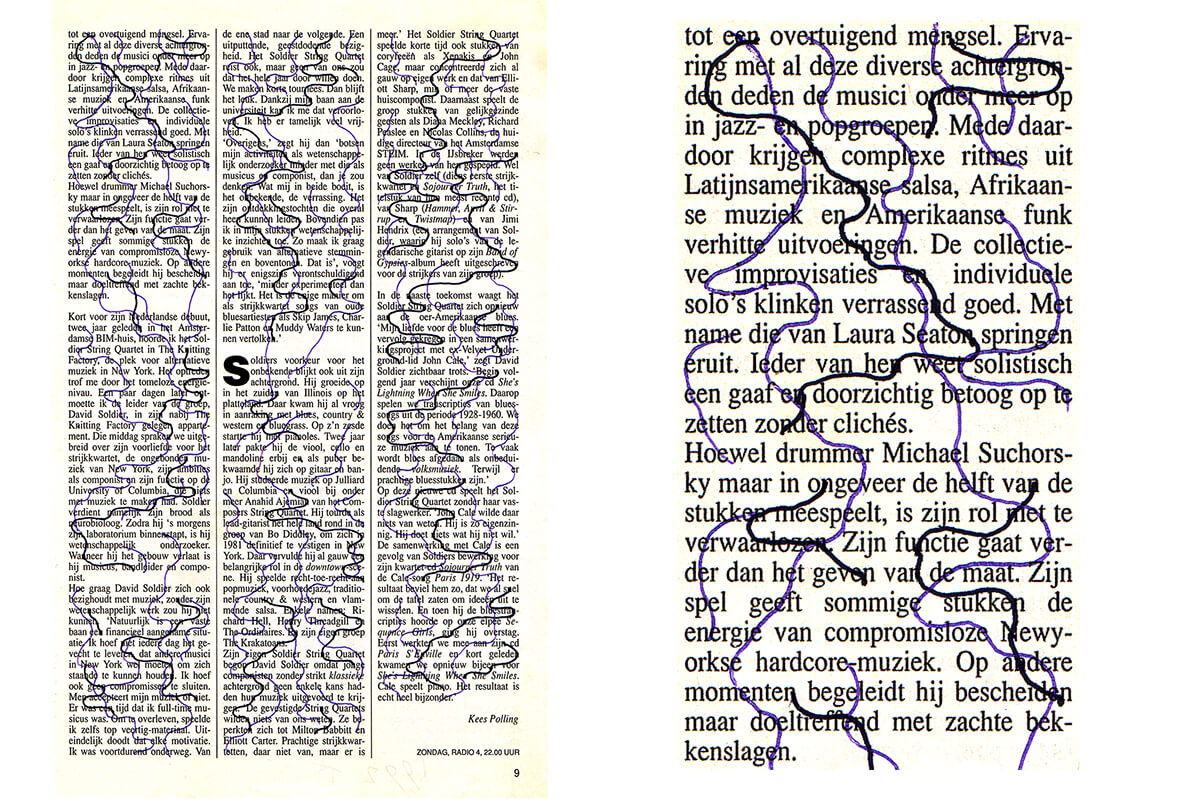 Tot een overtuigend (with detail), 25 x 15.5 cm, ink on newspaper, 1992