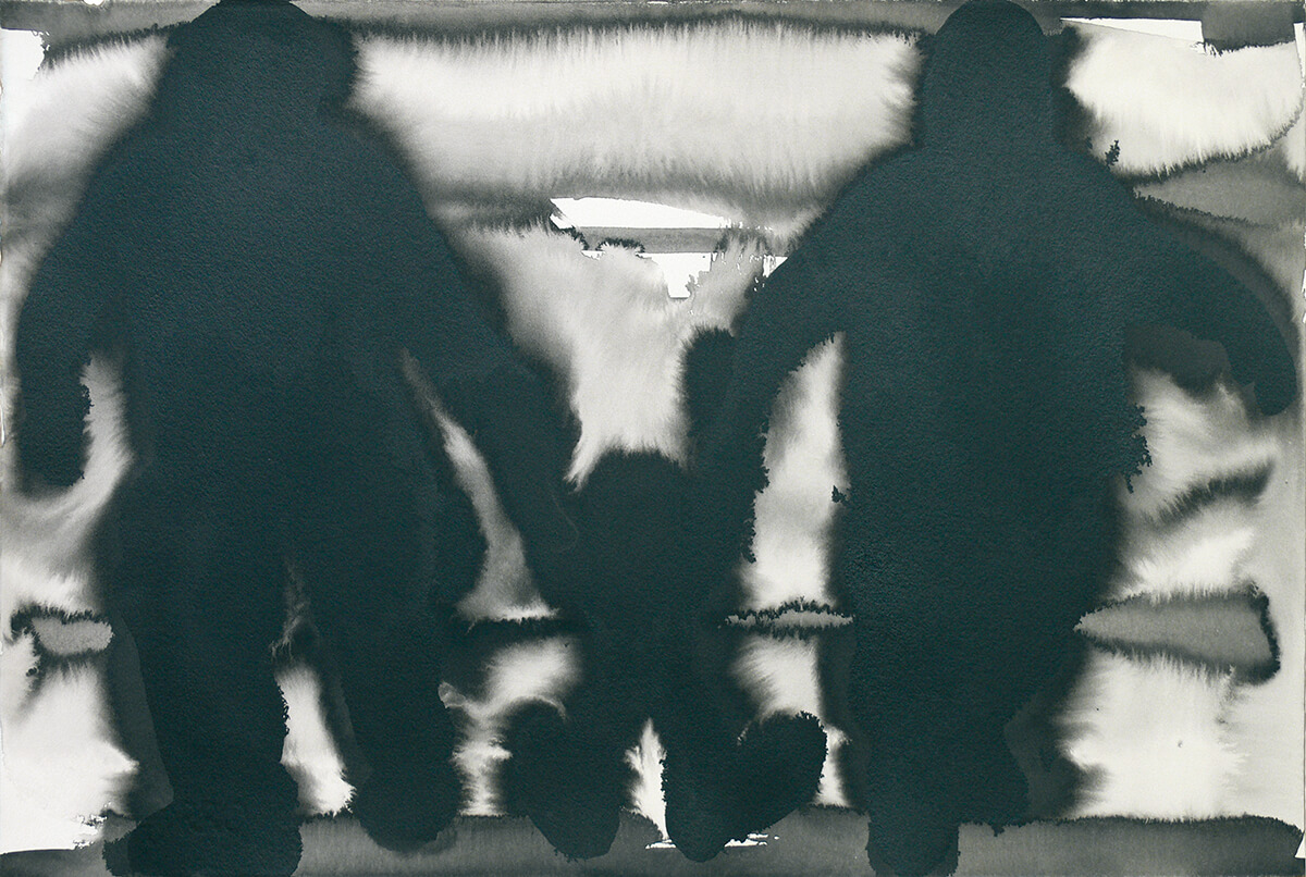 untitled (parents, child), 38,5 x55 cm, ink on paper, 2005