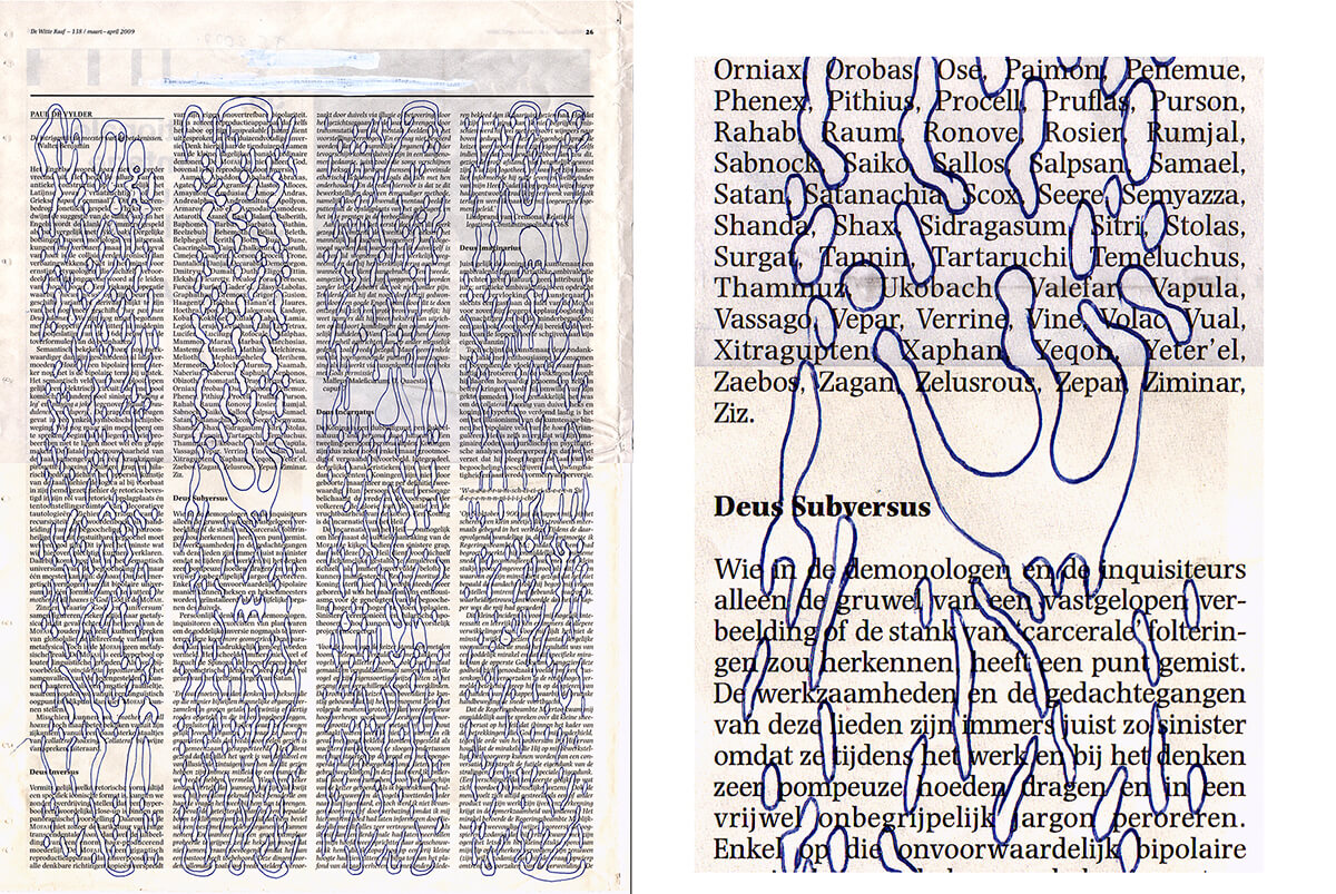 De intrigant (Elastic, with detail) 40 x 29 cm, ink on newspaper, 2009