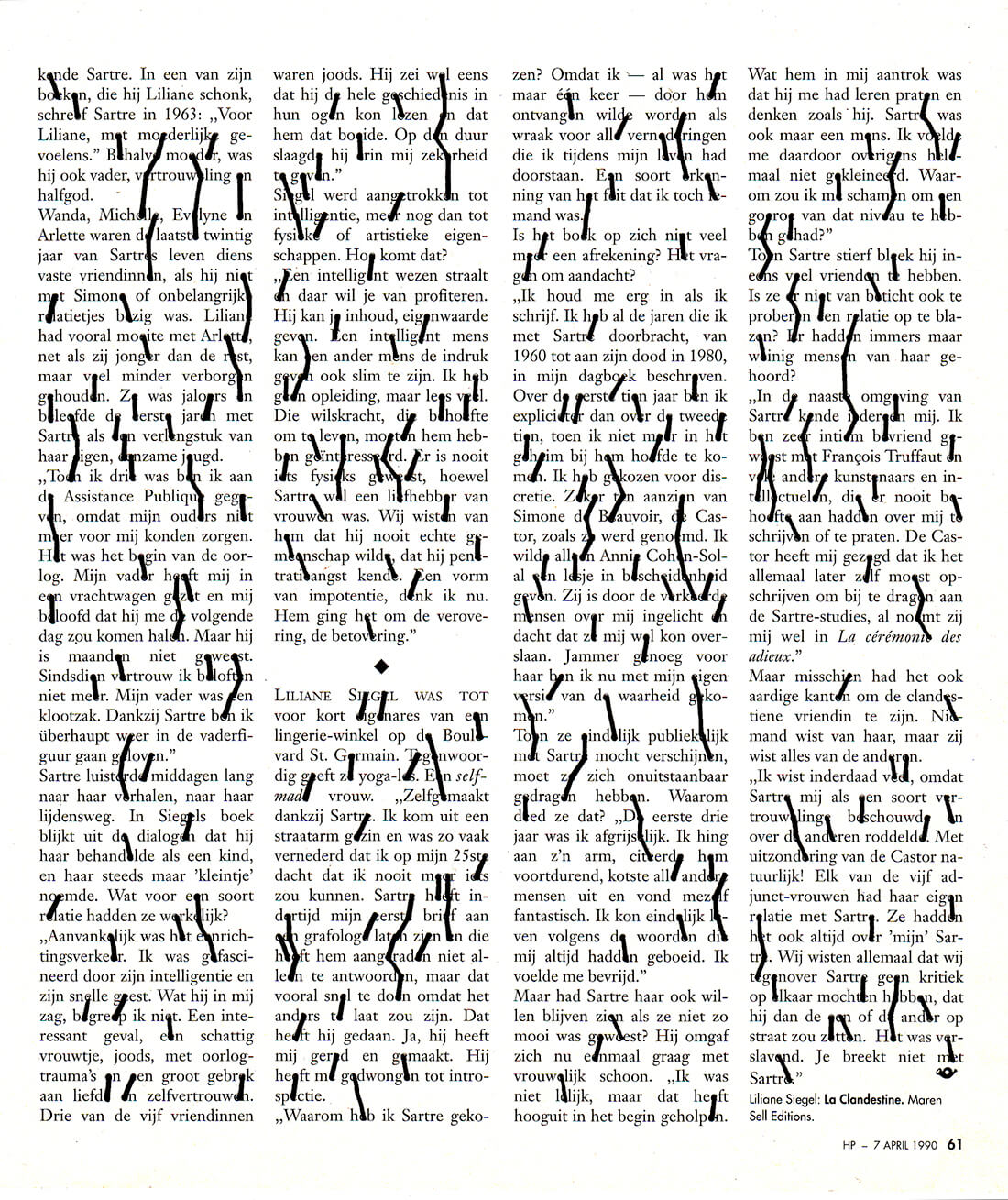 OMIL Ensemble, Zeebelt, Kende Sartre, projection, original 29 x 22 cm, 2011