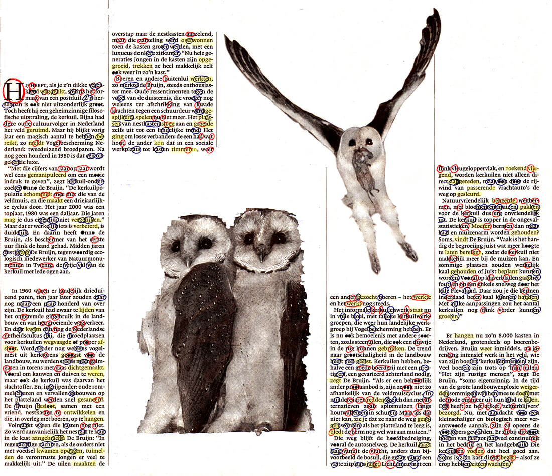OMIL Ensemble, Zeebelt, Uilen (Hij heeft), projection, original 29 x 29 cm, 2011
