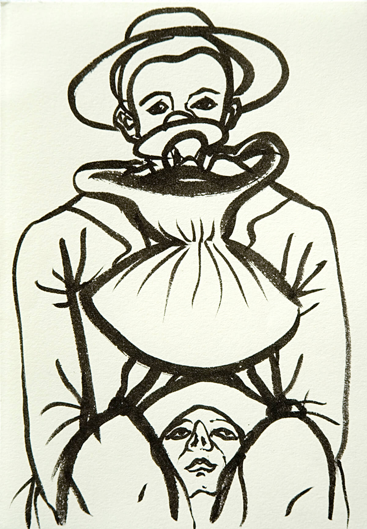 untitled (3 men, Stetson), 16 x 11 cm, ink on paper, 2011