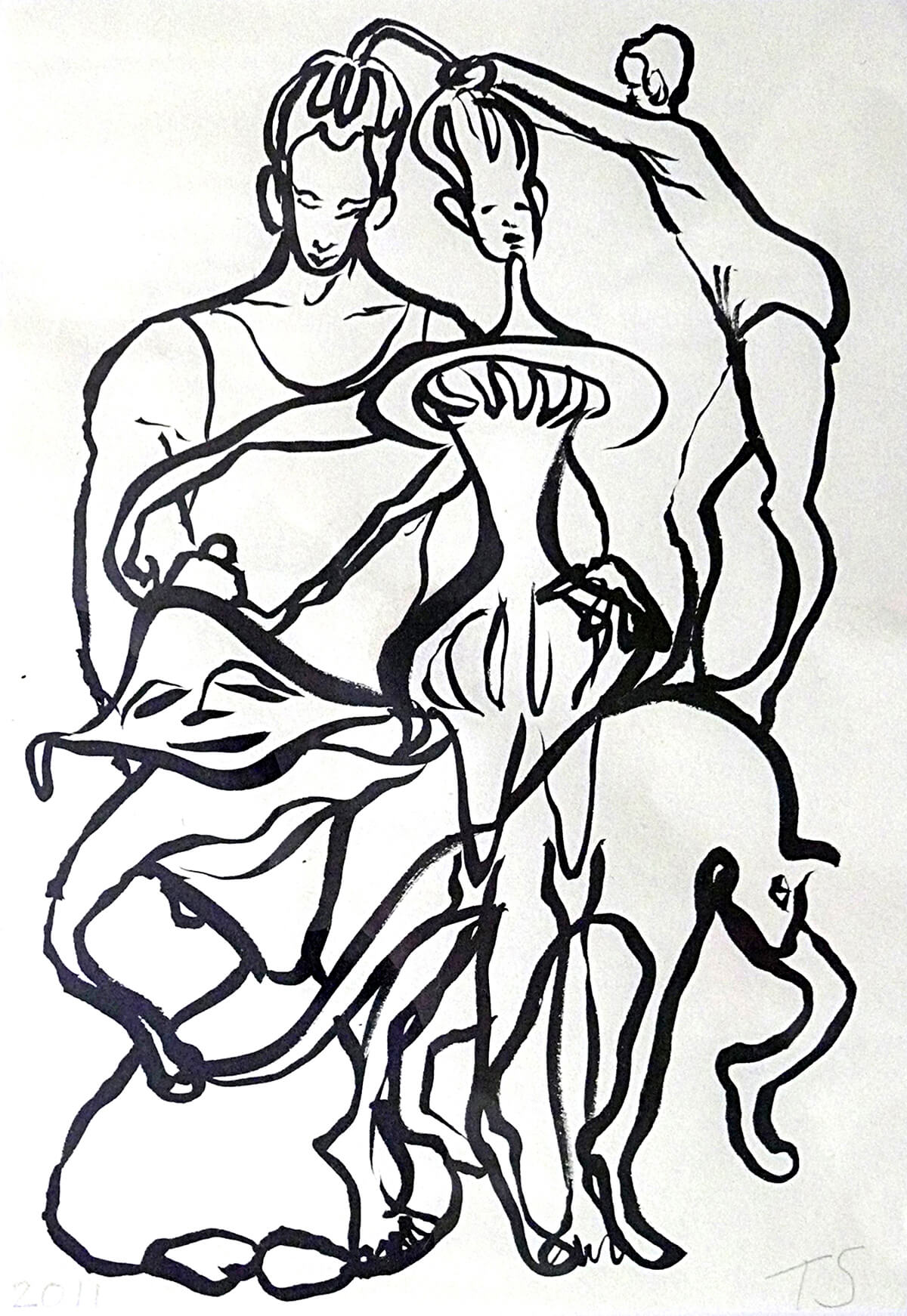 untitled (acrobates), 17 x 11 cm, ink on paper, 2011