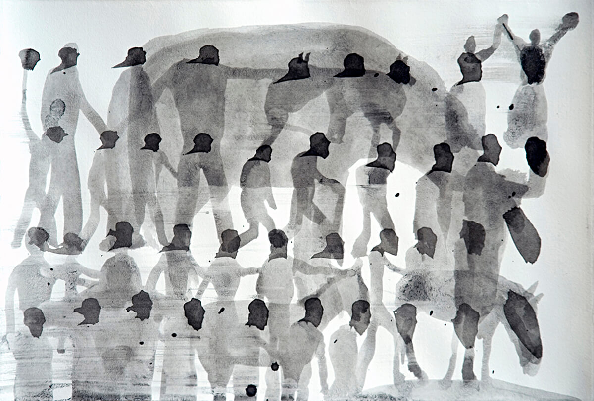 untitled (farmers, donkeys), 30 x 46 cm, ink on paper, 2011