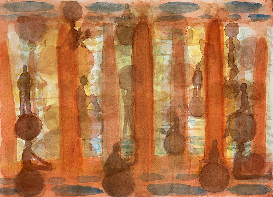 untitled (ball people), 26 x 36 cm, watercolour, 2012