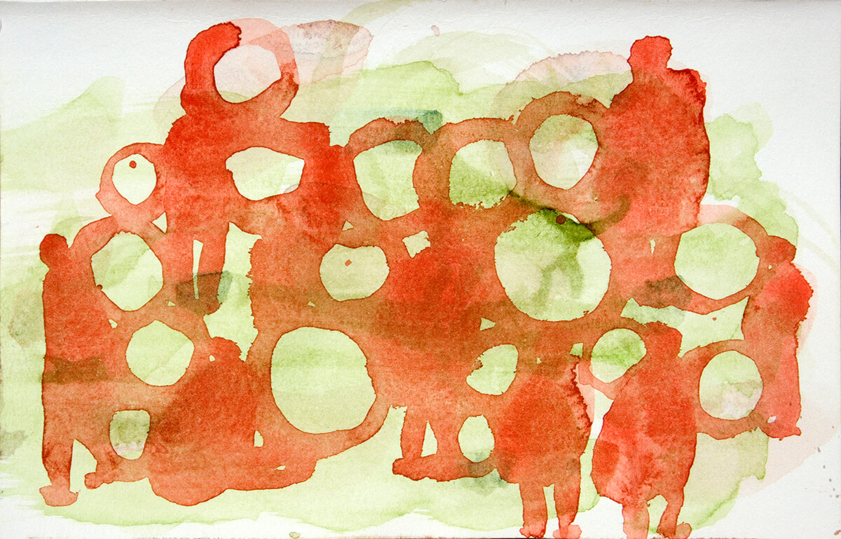 untitled (gente anillos, Tossal), 10 x 15 cm, watercolour, 2012