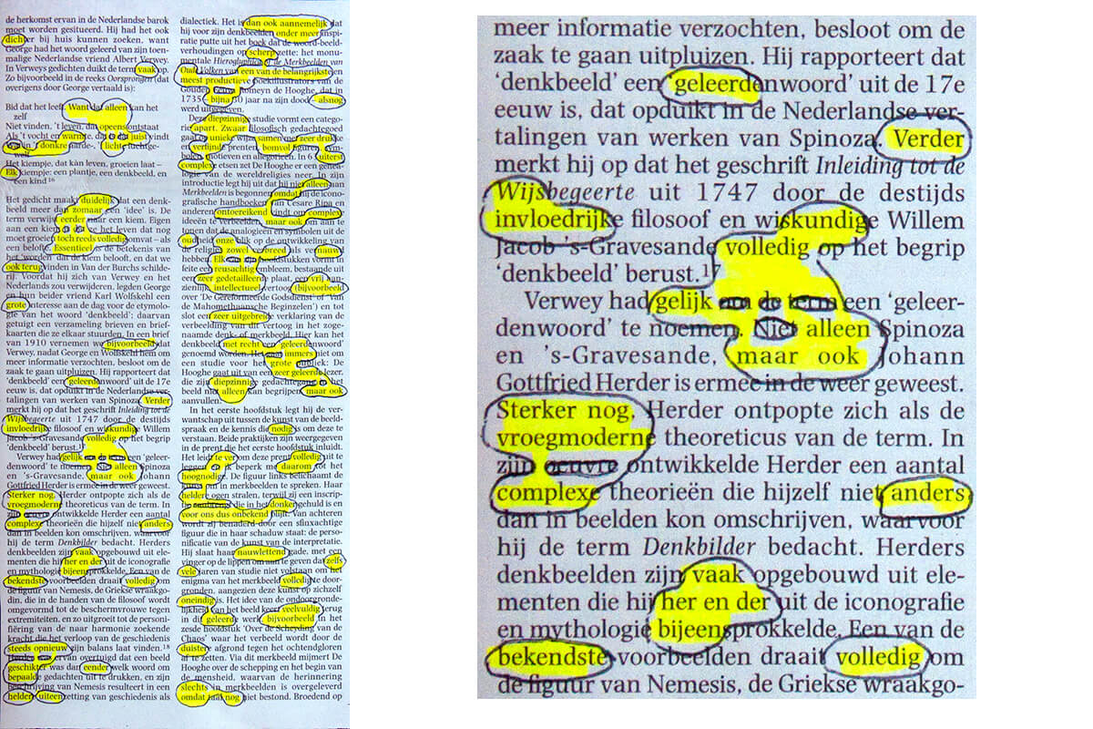 De herkomst (with detail), 27,4 x 13,3, ink on newspaper, 2013