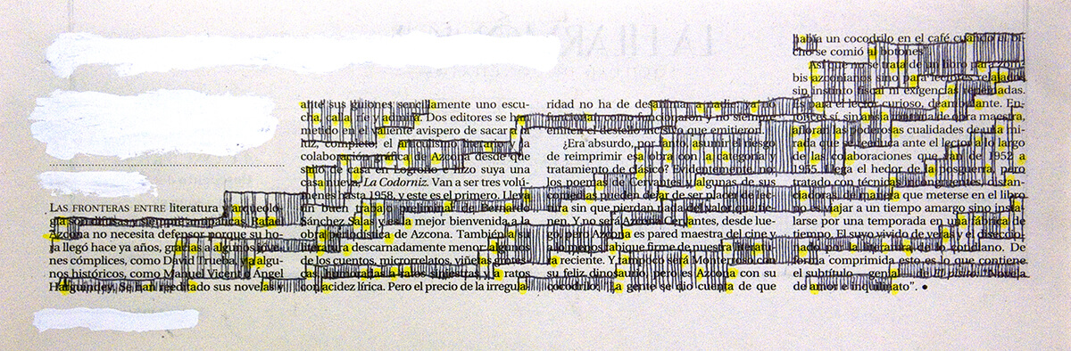 Las fronteras, 15 x 32 cm, ink on newspaper, 2013
