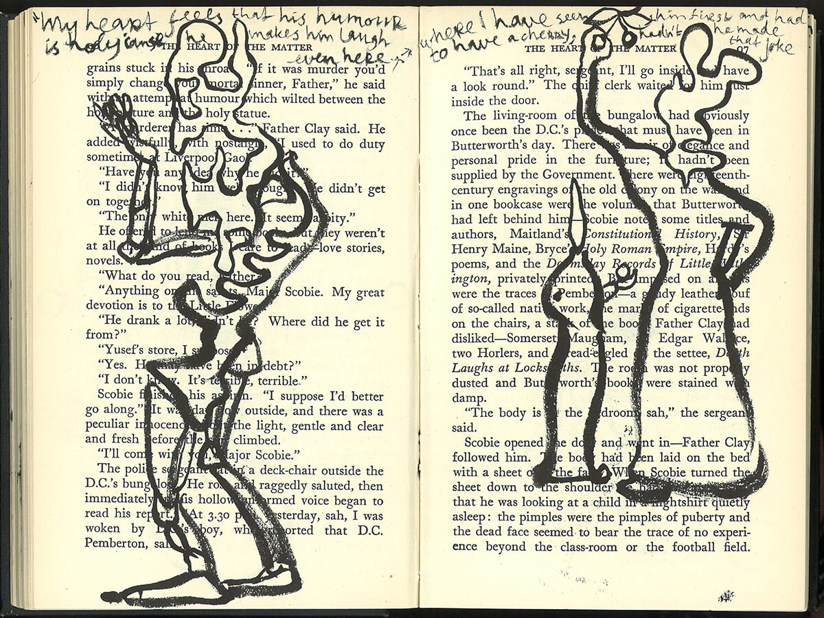 The Heart. page 96+97 of 334 pages, 17.7 x 23,7cm, ink on book, 2013