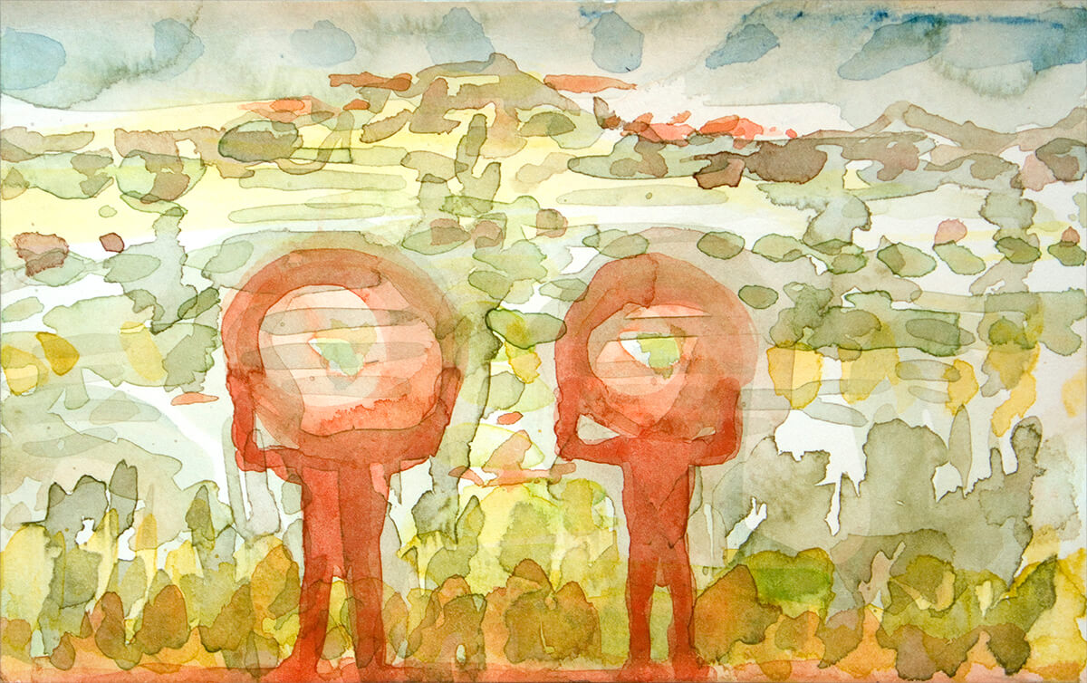 untitled (bee keepers), 9,4 x 15 cm, watercolour, 2013