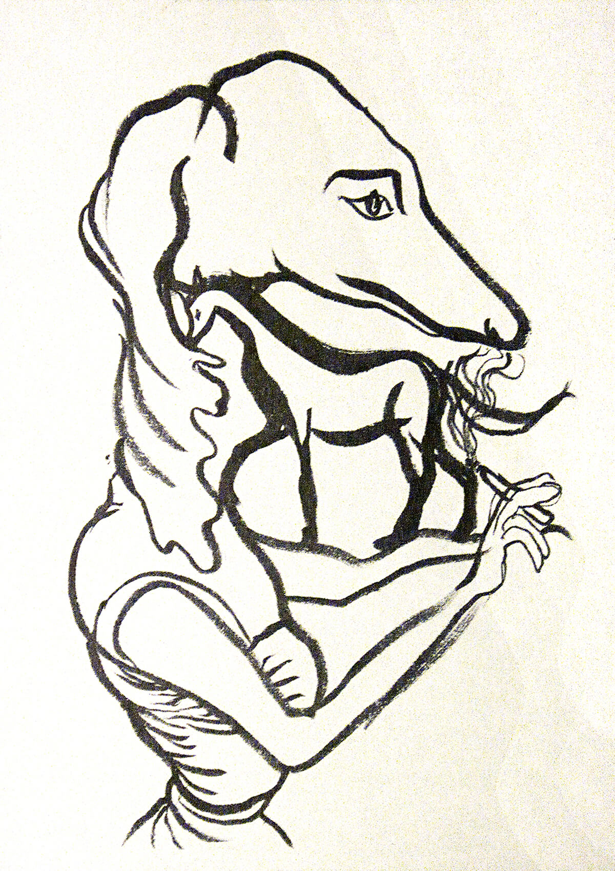 untitled (smoking dog), 16 x 11 cm, ink on paper, 2013