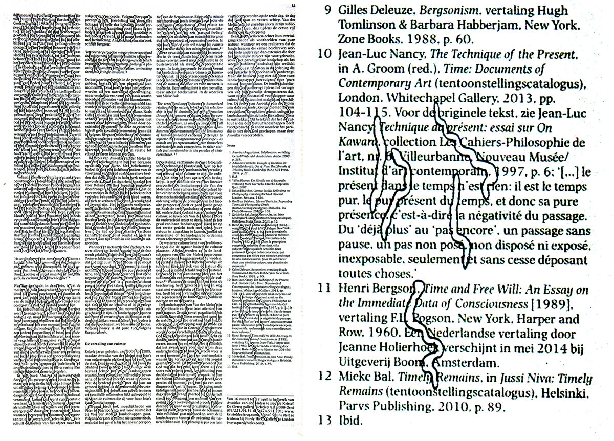 De dimensie (with detail), 42 x 30 cm, ink on newspaper, 2014
