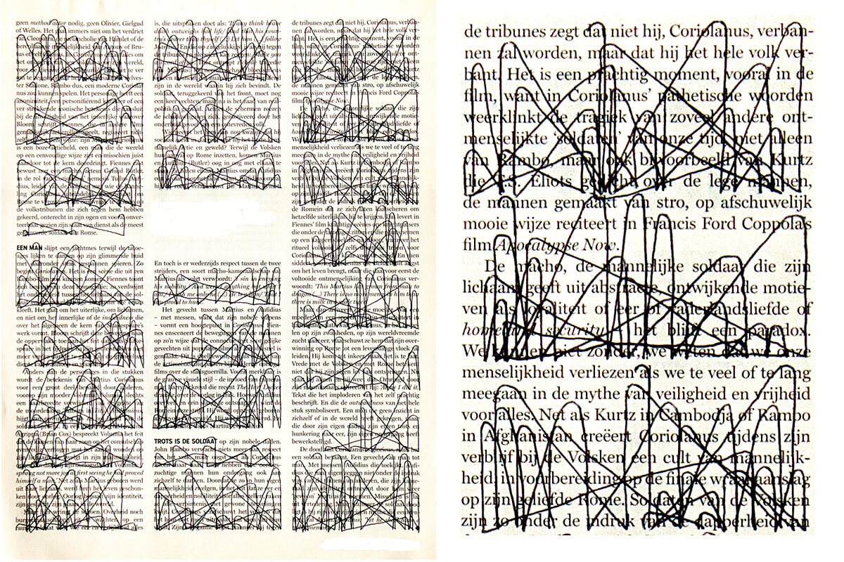 In de tweede boerde ,2.5 x 10 cm, ink on newspaper, 2014