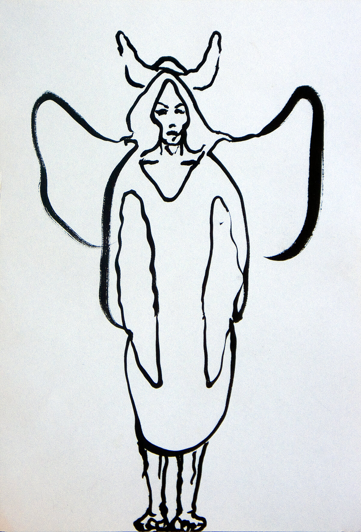 untitled (Viking angel), 15 x 10 cm, ink on paper, 2014