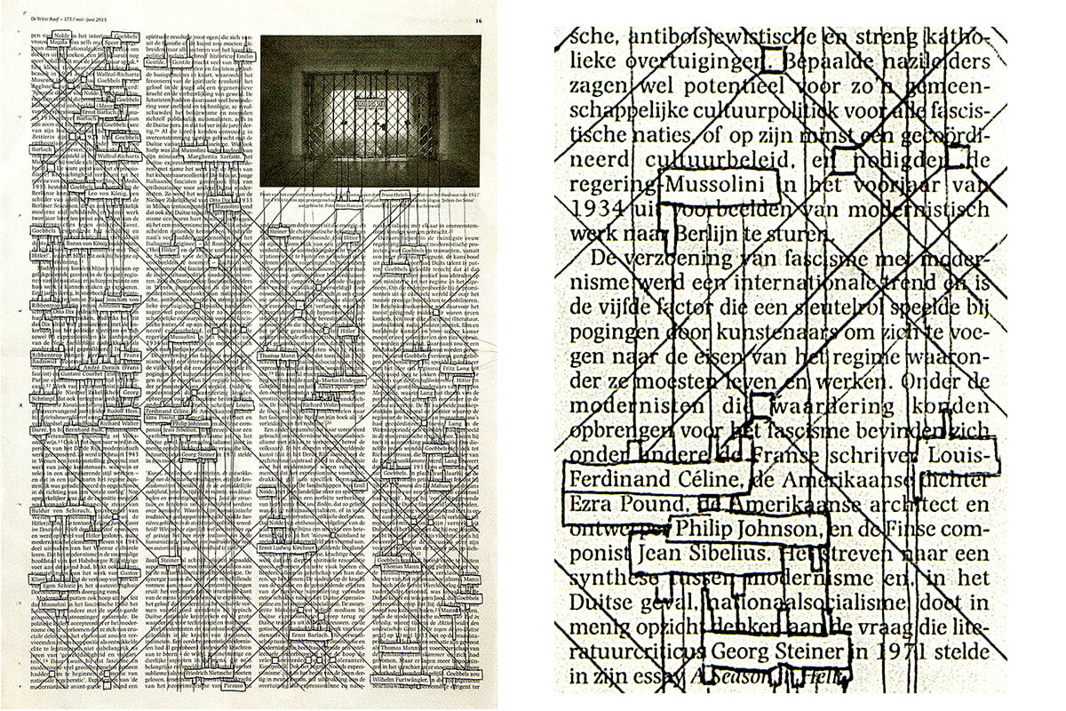 Nolde-Goebbels (with detail), 40.5 x 28,5 cm, ink on newspaper, 2015