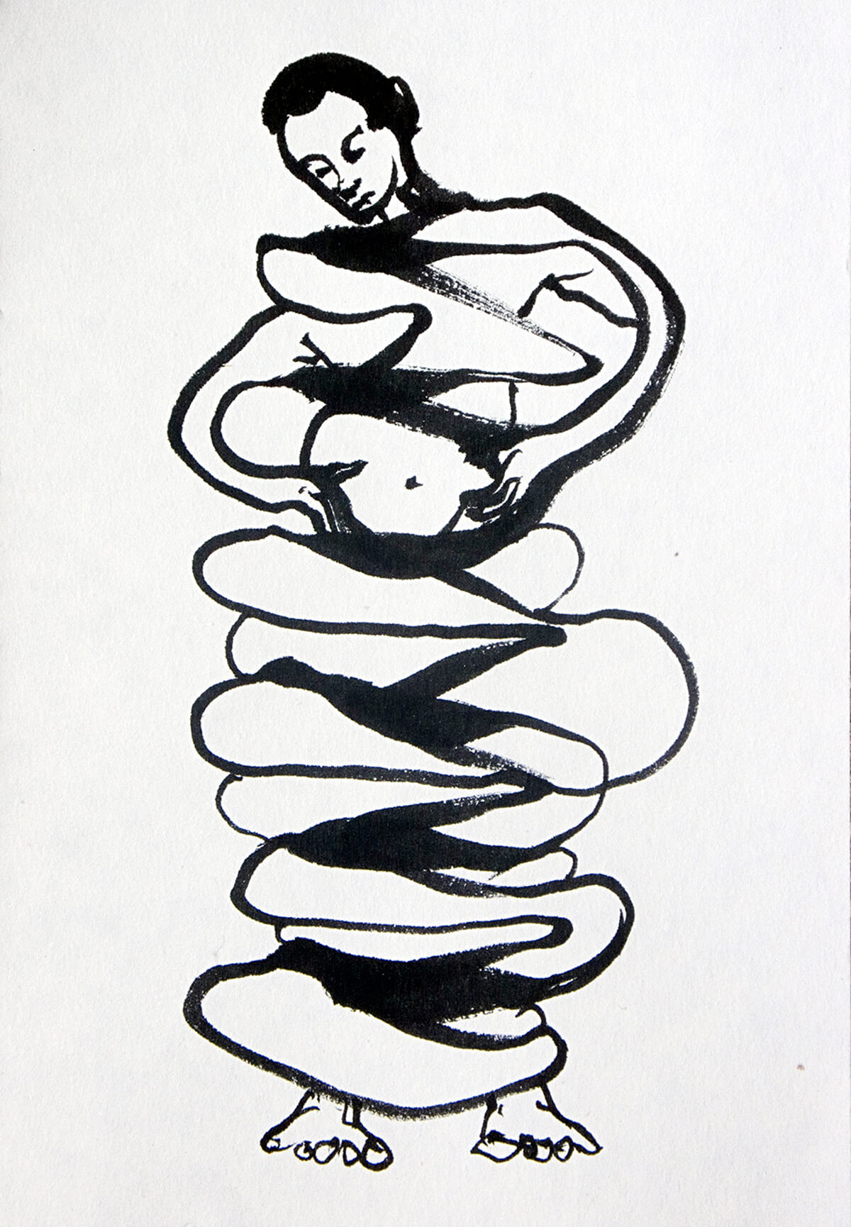 untitled (belly man bird band), 15 x 10 cm, ink on paper, 2015