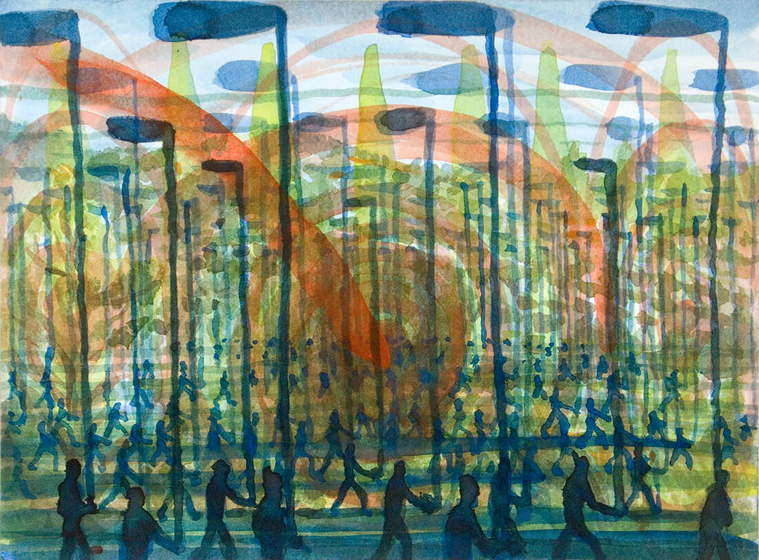 untitled (flag mass), 23 x 31 cm, watercolour, 2015