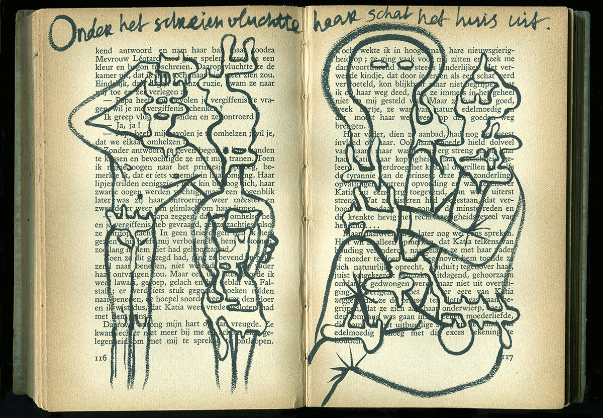 Netouchka, page 116+117 of 217 pages,19 x 25 cm, ink on book, 2016