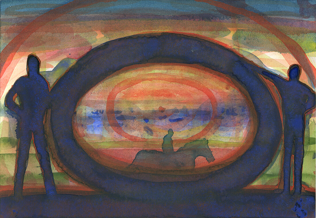 untitled (framed view guards), 18 x 26 cm, watercolour, 2016