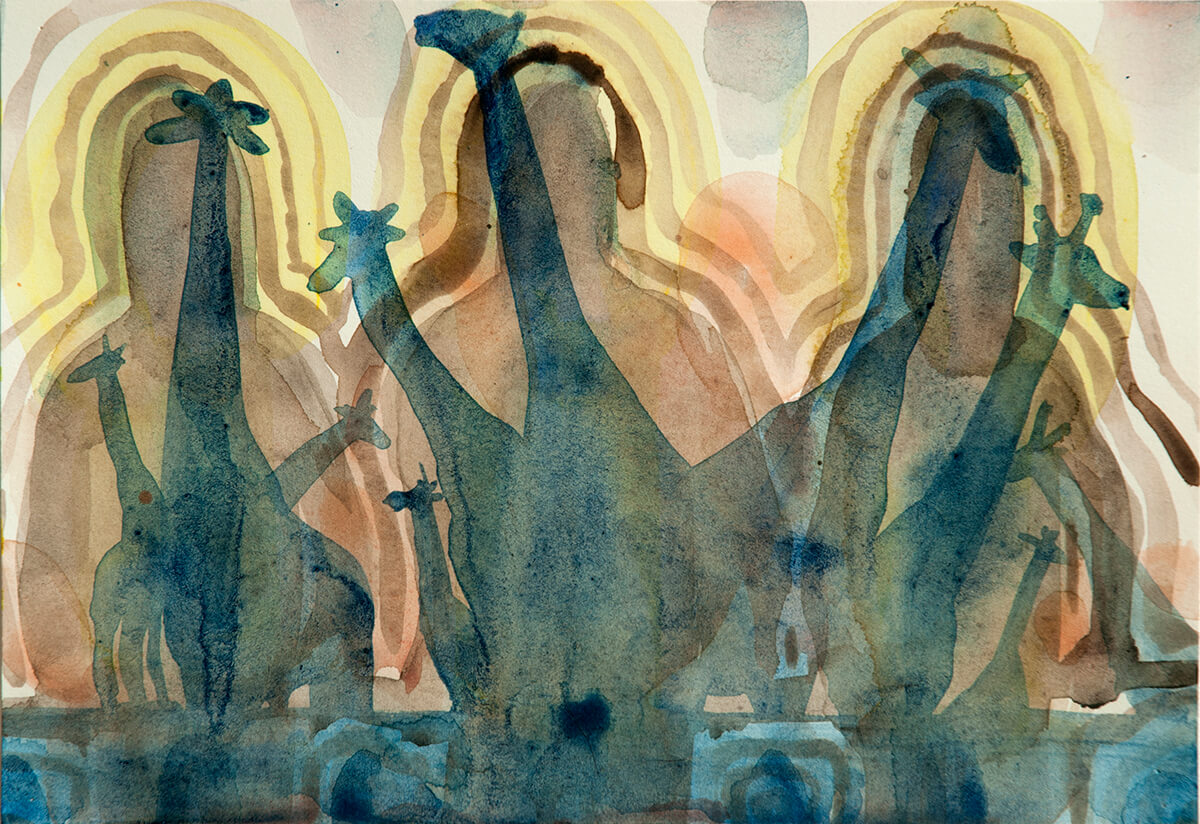untitled (giraffes), 18 x 26 cm, watercolour, 2016