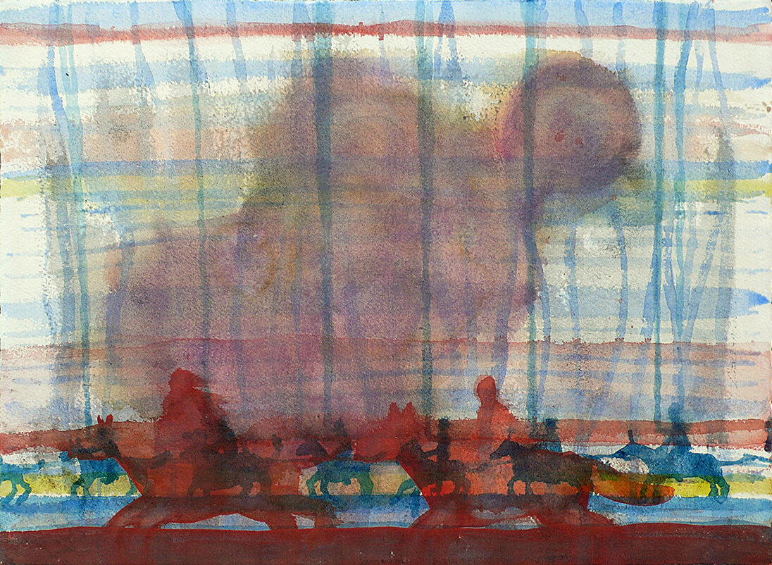 untitled (ram and riders), 32,5 x 44 cm, watercolour, 2016