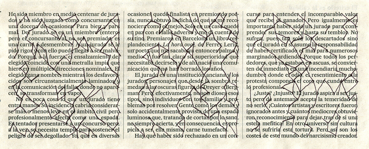 He sido miembro, 8.8 x 21.3 cm, ink on newspaper, 2017