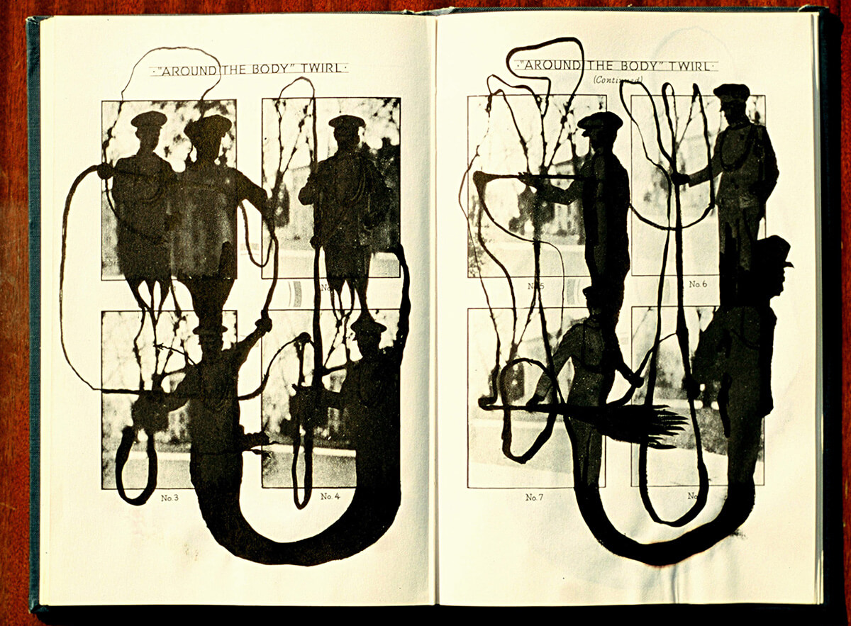 The Band on Parade, page 106+107 van 115 pages, 29 x 21 cm, ink on book, 2004